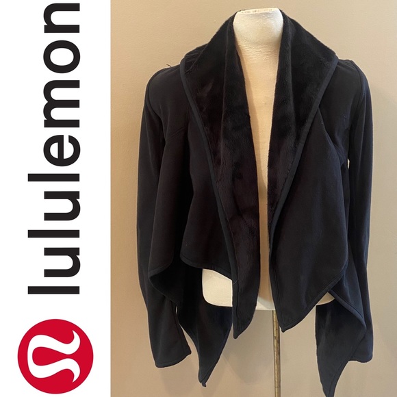 LULULEMON fleece waterfall cardigan in black - Picture 4 of 8